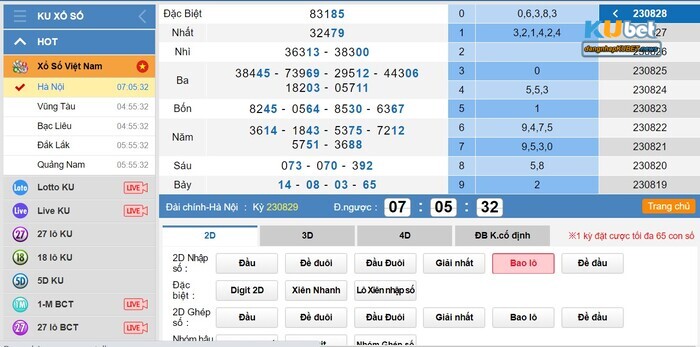 Tỷ lệ ăn khi đánh lô trượt trên Kubet